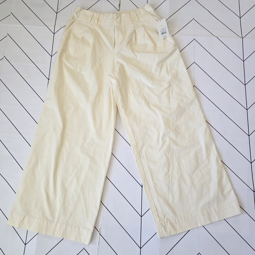 High-rise Wide Leg Pants-Cream/Light Yellow